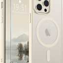 SUPFINE Magnetic for iPhone 14 Pro Max Case (Compatible with MagSafe) (Military Grade Drop Protection) Slim Translucent Matte Shockproof with Anti-Fingerprint Phone Case,Antique White