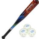 Spalding - Junior Bat and Ball Set, 29" Bat with 3 Training Balls, Beginner Backyard Baseball Fun, Outdoor Play for Kids (Orange)