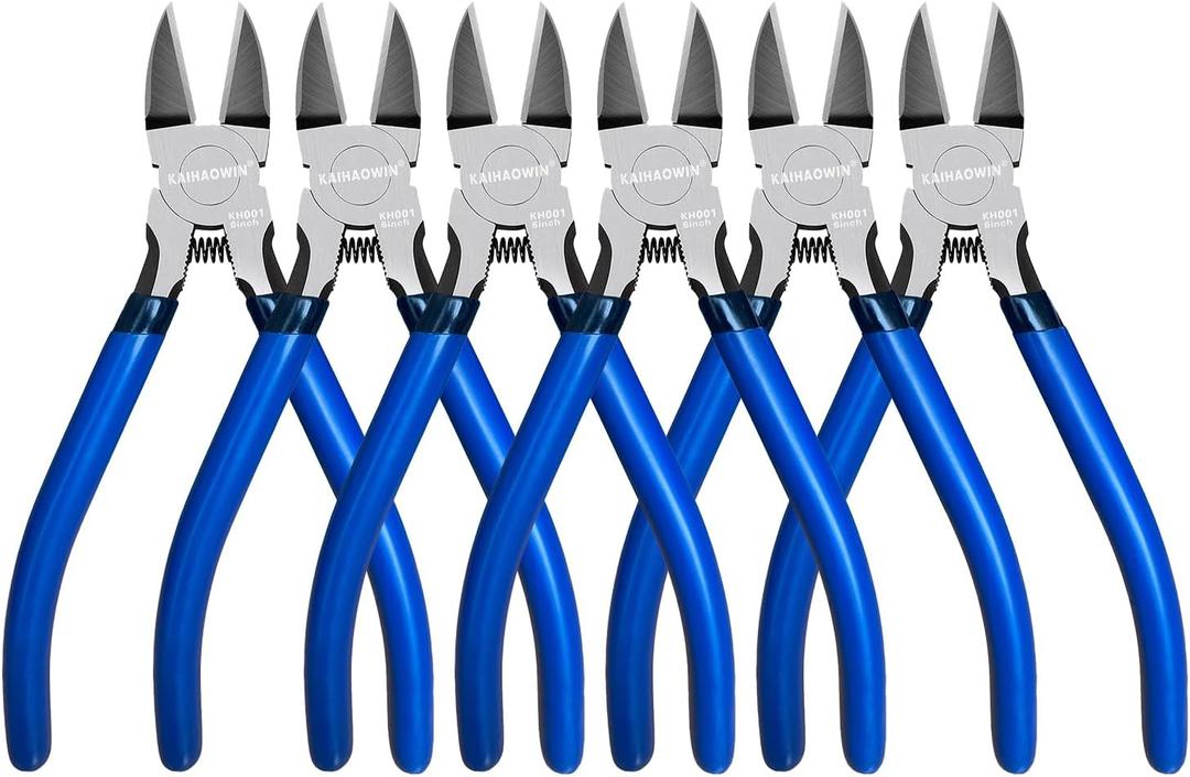 Wire Cutters 6 Pack, KAIHAOWIN 6 inch Dikes Small Wire Cutters Flush Cutters Wire Snips Clippers Diagonal Cutters Side Cutters Cutting Pliers for Crafting