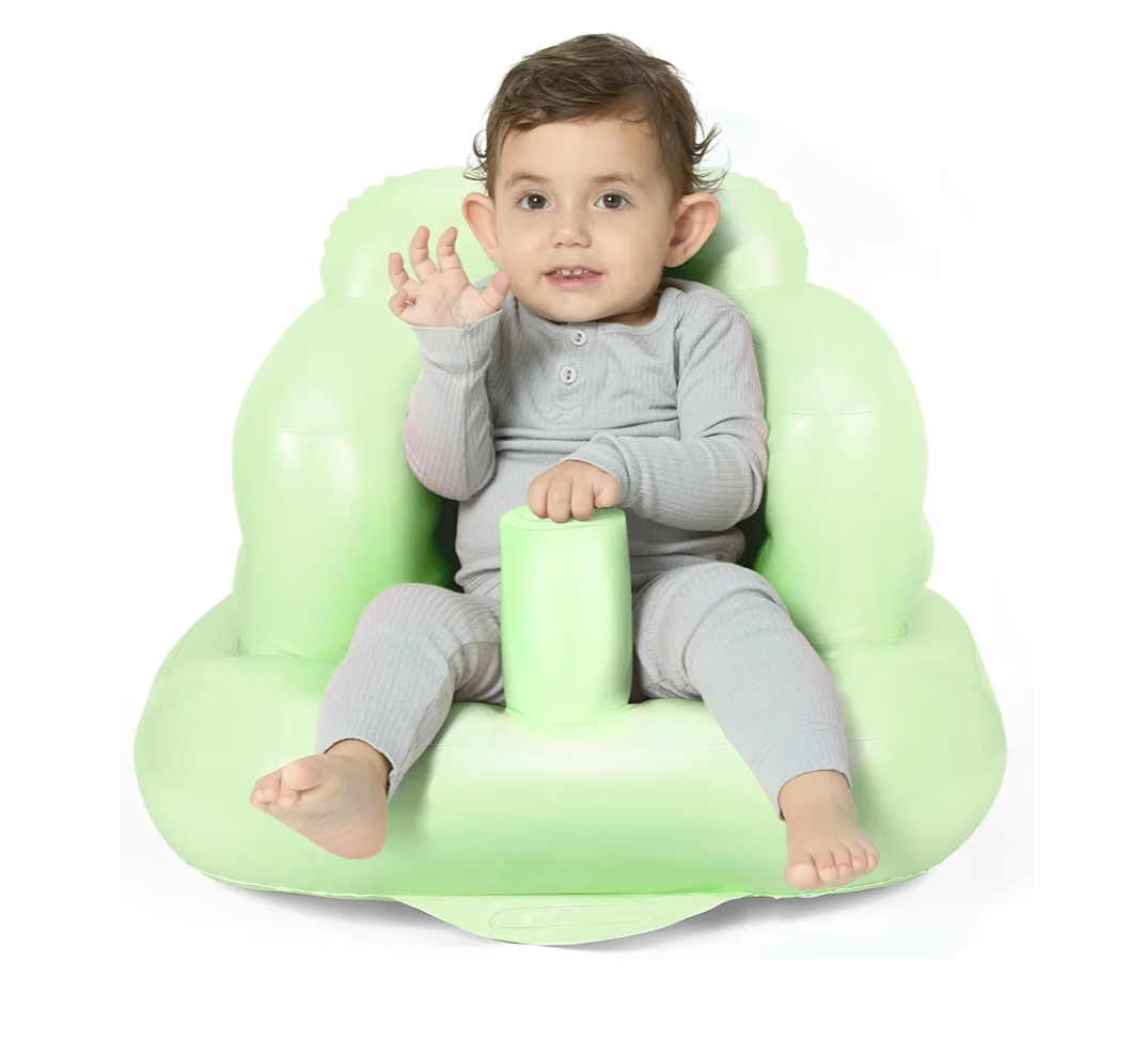 Mink Inflatable Baby Seat for Babies 3+ Months,Infant Floor Seats for Sitting Up,Portable Blow Up Baby Chair with Built in Air Pump, Ideal for Sitting Up and Learning to Play (Grass Green)