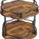 Lazy Susan Spice Rack Organization for Cabinet - 2 Tier Adjustable Height Lazy Turntable Spice Organizer for Kitchen Countertop & Pantry, Wood 10 Inch Seasoning Storage, Black