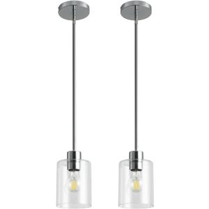 Chrome Pendant Lights Kitchen Island - Clear Glass Pendant Light Fixture Multiple Stems Rods 3 Units 12 Inch 3 Units 4 Inch (2 Pack Chrome Downrod)