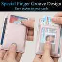 LinsCraft Slim Minimalist Wallet, Small Leather Front Pocket Wallets, RFID Blocking, Credit Card Holder for Men Women (Pink)