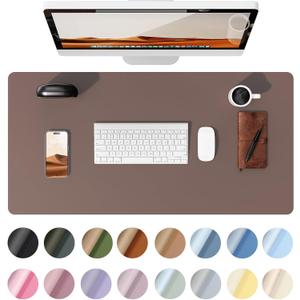 YSAGi Leather Desk Protector, Office Mat, Large Mouse Mat, Non-Slip PU Leather Blotter, Laptop Pad, Waterproof Writing Pad for Office and Home (Chocolate, 23.6" x 13.8")