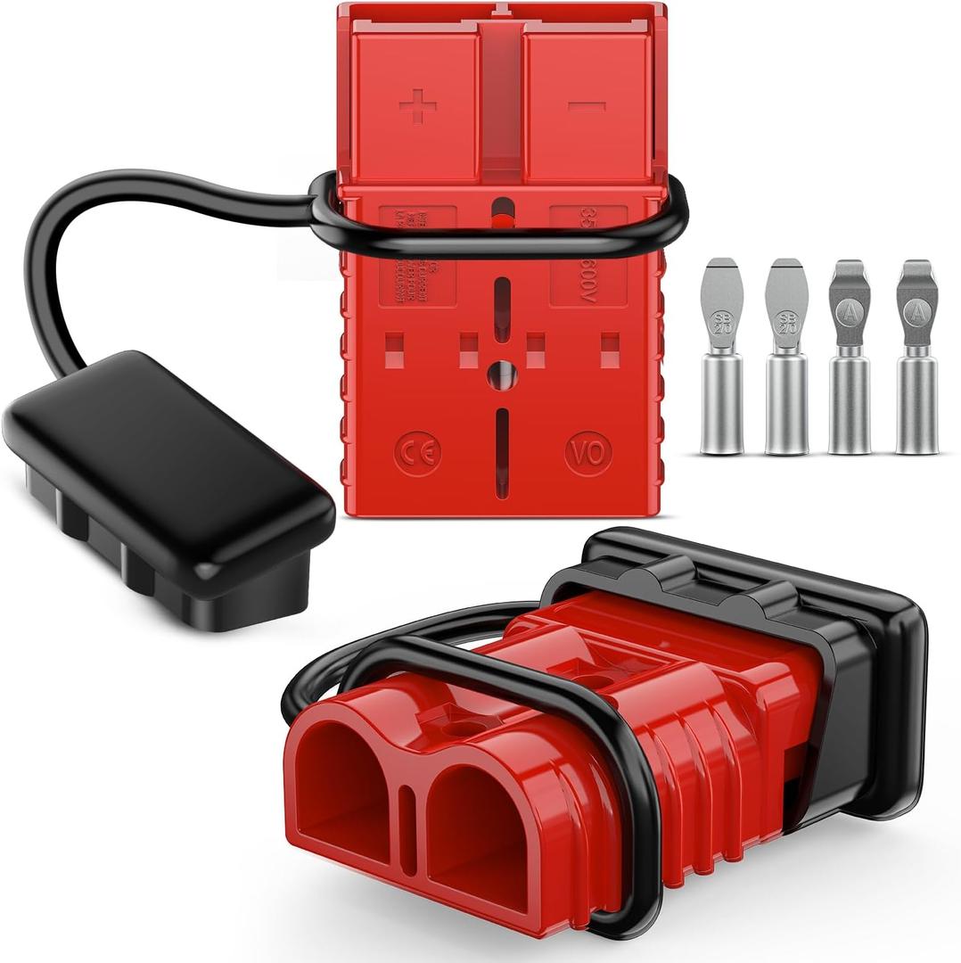 Nilight Anderson Connector 350AMP 2/0AWG Anderson Plug 12V-36V Battery Quick Connect/Disconnect Wire Harness Plugs Connectors Kit for 2/0 Gauge Cables Car ATV Trailer Towing Winch Motor, 2 Pack Red