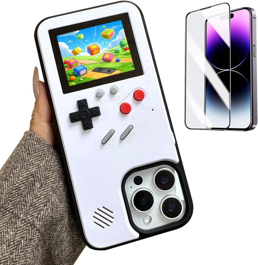 Game Phone Case for iPhone 11 Retro Video Game Cover Funny Playable Design, Shockproof Protective Gamer Case for iPhone, Classic Creative Birthday Gifts, White