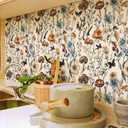 Froluya Mushroom Wallpaper Peel and Stick Vintage Floral Contact Paper 16.9" x 393.7" Boho Self Adhesive Removable Wallpaper Mushroom Forest Decorative Contact Paper for Bathroom Cabinets Vinyl