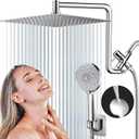 PinWin 12'' Dual Shower Head with Adjustable Extension Arm and 6-Setting Handheld Shower Head Combo
