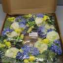 24 Inch Spring Wreath for Front Door, Artificial Hydrangea, Anemone & Wild Daisy Flowers with Berry Accents, Spring and Summer Door Wreath for Indoor Outdoor Decor