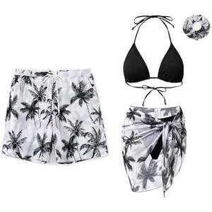 PATPAT Matching Swimsuits for Couples - Spaghetti Strap Bikini Set or Swim Trunks Bathing Suits Hawaiian Beach Swimwear XL