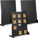 3 Pcs Wooden Pegboard Display Stand for Craft Shows Jewelry Rack Organizer for Earring Necklaces Keychain Peg Board(Black)