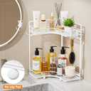 VITVITI 2-Tier Corner Bathroom Counter Organizer, Bathroom Countertop Organizer Storage for Sink, Metal Mesh Makeup Organizer for Vanity Countertop Kitchen with Hooks,White