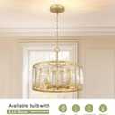 Gold Crystal Chandelier, 4-Light Semi Flush Mount Chandelier Crystal Entry Way Light Fixture Gold Dining Room Light Fixtures Adjustable Height Hanging Pendant Light for Bedroom Living Room, 15.75" x 14"