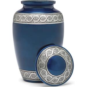 Eternal Harmony Cremation Urns for Human Ashes - Large Adult Size for Men & Women | Decorative Funeral Urns with Handcrafted Designs | Honor and Remember Your Loved Ones | Holds Up to 210 Cubic Inches (Blue)