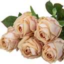 Artificial Realistic Roses Champagne Flowers 24" Real Touch Silk Roses Bouquet Long Stems Rose for Flower Arrangement Fake Roses Decor for Home Party Wedding Table Centerpieces Roses Realistic - 5 Pcs