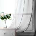G2000 Sheer Curtains 63 Inch Length Grey and White Ombre Drapes for Bedroom and Living Room Windows, Light Filtering Grommet Curtains for Patio Sliding Glass Door, 2 Panels Set