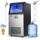 VEVOR Commercial Ice Maker Machine, 120 lbs/24h with 16-30 lbs Storage Capacity, Built-in/Freestanding/Under Counter, Stainless Steel Ice Maker with LED Display & Self-Cleaning, Home Bar Restaurant