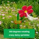 Crazy Daisy Sprinkler - 360 Rotating Dancing Crazy Daisy Water Sprinkler for Lawn Garden, Funny Sunflower Water Sprinklers for Dogs Outdoor Play, Irrigation Tool for Yard Watering - Red