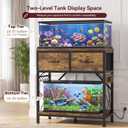 Heybly 20-29-37 Gallon Fish Tank Stand with Power Outlets & StorageHAS011SR Aquarium Stand with Drawers & Hooks, Metal Frame, 31.5" x 15.7" Top, 400 lbs for Turtle Tank & Reptile Terrarium, Rustic Brown