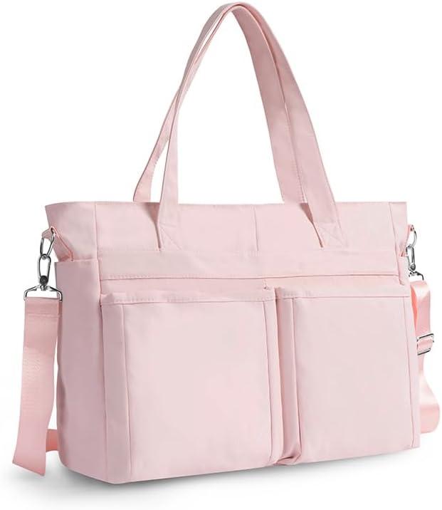 Tote Bag for Women, Lightweight Puffy Tote Bag Quilted Handbag Shoulder Bag for Travel, Work, Gym (Pink)