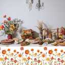Ganeen 3 Pcs Fall Floral Tablecloth Autumn Tablecloths Disposable Plastic Table Cloth Watercolor Wildflower Table Cover Rectangle for Harvest Thanksgiving Wedding Birthday Party Decor, 108 x 54 Inch