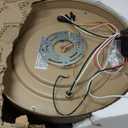 Motion Sensor Outdoor Flush Mount Ceiling Light, Industrial Glass Rustic Wood-Like Finish 2-Light Ceiling Lamp for Porch, Entryway, Garage, Timer and Sensitivity Adjustable (Wood-Like-Round)