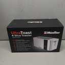 Mueller UltraToast Full Stainless Steel Toaster 4 Slice, Long Extra-Wide Slots for Bagels and Waffles, 6 Browning Levels, LED Display, Cancel/Defrost/Reheat Functions & Removable Tray, Kitchen Gadgets, Silver