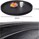 30x30 Inch Round Ottoman Tray - Faux Leather Large Serving Tray for Couch/Coffee Table, Family Dinner, Picnic, Party Decor (30 inch Black)