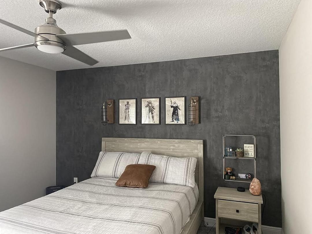 48"79" Extra Wide Thick Dark Grey Black Concrete Wallpaper Peel and Stick (Sample) Industrial Darker Grey Concrete Cement Contact Paper for Office Desk Countertops Gray Matte Textured Stickers