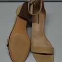 Amazon Essentials Women's Two Strap Heeled Sandal (10 Wide, Tan)