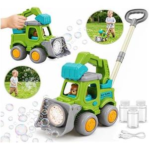 Automatic Bubble Machine for Toddlers,Construction Truck Bubble Lawn Mover W/Light,Bubble Maker Blower Toys for 3 4 5 6 Year Old Boy Girl Kids,Summer Outdoor Pool Backyard Toys for Birthday Party