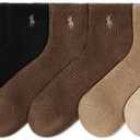 POLO RALPH LAUREN Men's Athletic Performance Cotton Ankle Socks-6 Pair Pack-Moisture Wicking Mesh 10-13