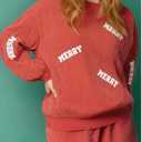 UNIQUEONE Christmas 2 Piece Sequin Outfits Women Merry Sweatshirt and Shorts Set Christmas Pajamas Holiday Set (Medium)