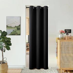 BGment Black Door Curtain 80 Inch Length for Doorway, Bedroom Closet Curtain, Privacy Thermal Insulated Blackout Grommet Room Divider for Room Separation, 1 Panel, 34 Inch Wide