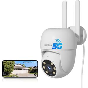 WiFi Security Camera Outdoor Wired, 2.4/5GHz Wi-Fi Camera for Home Security, Auto Tracking, Color Night Vision, Motion Detection, 2-Way Audio, 24/7 Recording, Work with Alexa/Google Home(1 Camera)