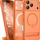 BXYJY for iPhone 17 Pro Max Case Magnetic with Stand, Camera Control Button, Full Lens Protection, Compatible with MagSafe, Military Grade, Translucent Thin Women Men Hard Case for 17 Pro Max, Orange