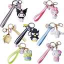 GTONEE 5 pcs Novelty Keychain Sets Kawaii Anime Cartoon Figure Pendant Key Chain Cute Keychain Keyrings Accessories for Women Men Girls Boys, Bag Charms, Car Keychain, 5 Styles
