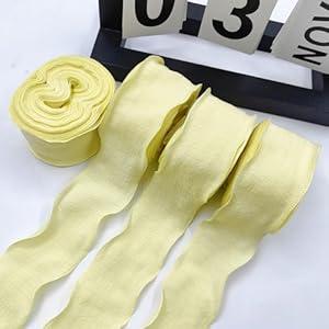 Yellow Ribbon 4Rolls Wavy Handmade Wide Ribbon for Gift Wrapping Craft Sewing 1-1/2 inch 1.5" x 40Yard Fabric Ribbon Flower Bridal Bouquets Party Wedding Decoration DIY Hair Bows Making