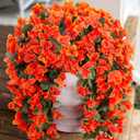 Artificial Bougainvillea Faux Flowers Plants for Outdoors Outside Fall Autumn Decor, 2 PCS Silk Trailing Vines UV Resistant Realistic Orange Fake Flowers for Planter Front Door Porch Patio Balcony