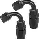 AN10 120 Degree Hose End Fitting Elbow Bend Swivel Connector for Braided Nylon Aluminum Black 2PCS