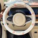 Wheel Cover Flax Microfiber Steering Wheel Covers for Women Fit 15 inch Car Cute Bow Tie Anti-Slip Breathable Absorbing Sweat Cover (Type-O-Tulip)