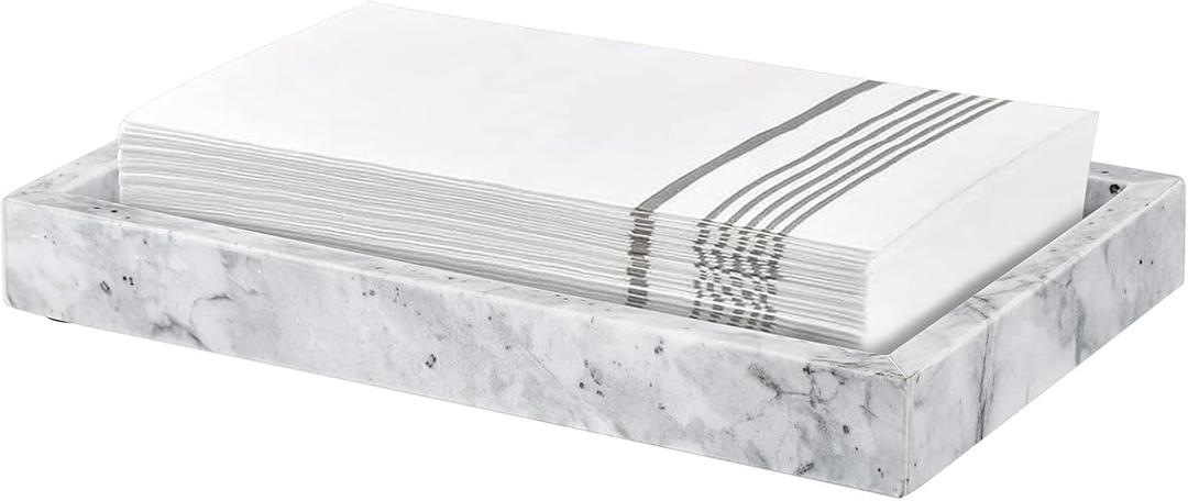 Sumnacon Bathroom Napkin Holder Countertop Stylish Napkin Holders for Paper Napkins Hand Towels Bathrooms Guest Towel Holder Marble Flat Napkin Holder for Vanity Back of Toilet Dining Table Kitchen (Gray)