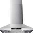 VIKIO HOME 30 Inch Island Range Hood, 390 CFM kitchen Hood with Dual-Sided Touch/Gesture Control, Convertible Ducted/Ductless, Ceiling Mount, 3 Stainless Steel Baffle Filters, 3-Speed Fan