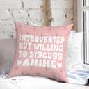 Anime Decor, Just a Girl Who Loves Anime Anime Room Decorative Throw Pillow Covers, Girls Anime Gifts Anime Lovers for Home Living Room Girl Bedroom Decoration Gifts Pink