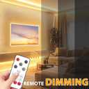 Lamomo COB LED Strip Lights 32.8Ft, Warm White Dimmable Self-Adhesive Led Rope Light with Remote, Flexible Cuttable Waterproof 3000K Silicone Neon Tape Light for Bedroom, Indoor, Cabinet, 10mm Width