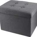 ALASDO Storage Ottoman Footrest Stool Small Ottoman with Storage Foldable Ottomans Foot Rest Footstool Bench for Living Room 17x13x13inches Grey