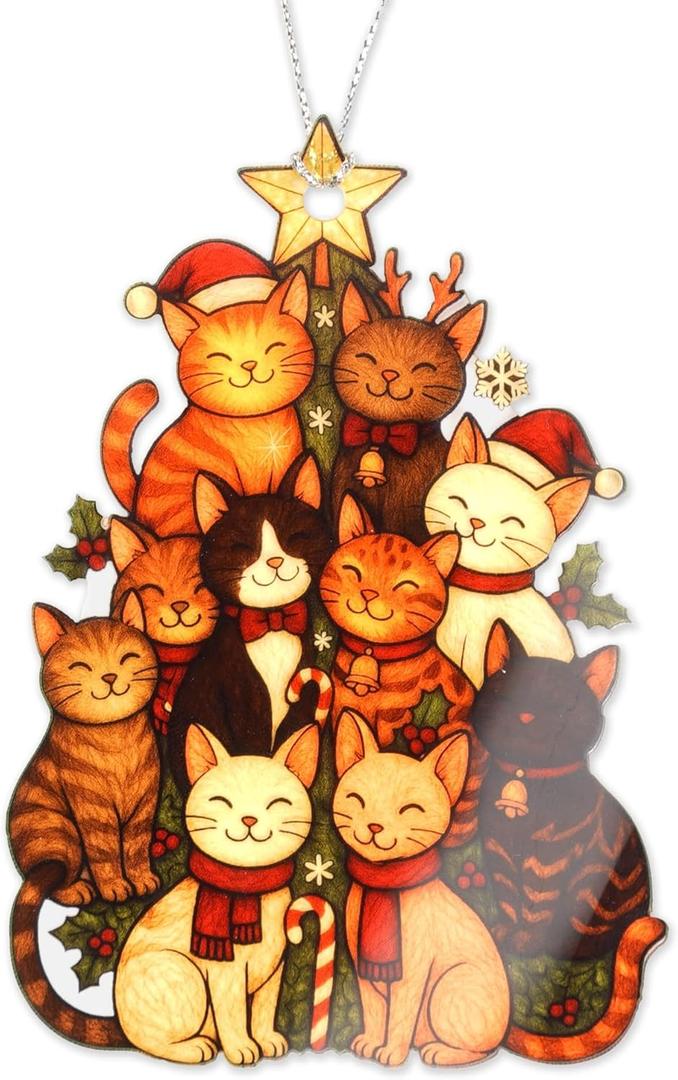 2 x Funny Christmas Ornaments - Cat Christmas Ornament 2026 - Beautiful Cat Ornaments for Tree and Decor