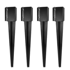 Fence Post Anchor 32 inch Ground Spike Heavy Duty Black Powder Coated Fence Stakes Post Base for Mailbox, 32 x 4 x 4 Inches Outer Diameter (Inner Diameter 3.6 x3.6 Inches), Pack of 4