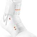 Slim-Fit Ankle Brace for Sprained Ankle, Quick Lace Up Ankle Support for Women Men with 2 Auto-Shaped Pads, Air Fabric Cool Ankle Stabilizer for Injury Recover, Running,Sports,White,M