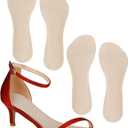 Pair of 2 Pigskin High Heel Cushion Inserts, Adhesive Arch Support Sandal Inserts, Anti-Slip Shoe Inserts for Dress Shoes Flat Shoe Pain Relief, Leather Cushioning Heel Insoles for Boots (M-US 7.5-9, Beige)